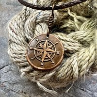 Compass Rose, Copper Pendant, Sailing Gifts, Nautical Jewelry, Men's Jewelry, Sailor Necklace, 7th Anniversary, Protection Talisman
