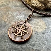 Compass Rose, Copper Pendant, Sailing Gifts, Nautical Jewelry, Men's Jewelry, Sailor Necklace, 7th Anniversary, Protection Talisman