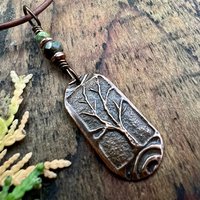 Copper Tree Pendant, Irish Celtic Spirals, One Tree, Czech Glass Beads, Leather & Vegan Cords, Earthy Rustic Jewelry, Tree Branches Roots