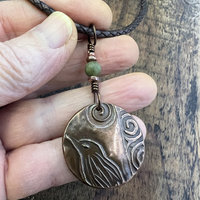 Copper Raven Pendant, Irish Celtic Jewelry, Connemara Marble, Crow Corvid, Pagan Wicca Necklace, Celtic Witch, Raven Moon, Celtic Spirals