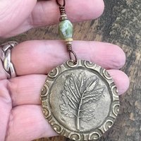 Rowan Leaf Bronze Pendant, Connemara Marble Necklace, Irish Celtic Spirals, Sacred Celtic Tree Astrology, Leather Vegan Cords, Pagan Druid