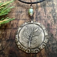 Rowan Leaf Bronze Pendant, Connemara Marble Necklace, Irish Celtic Spirals, Sacred Celtic Tree Astrology, Leather Vegan Cords, Pagan Druid