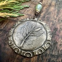 Rowan Leaf Bronze Pendant, Connemara Marble Necklace, Irish Celtic Spirals, Sacred Celtic Tree Astrology, Leather Vegan Cords, Pagan Druid