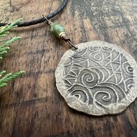 Rowan Leaf Bronze Pendant, Connemara Marble Necklace, Irish Celtic Spirals, Sacred Celtic Tree Astrology, Leather Vegan Cords, Pagan Druid