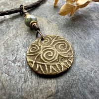 Owl Bronze Pendant, Wax Seal Charm, Czech Glass Bead, Magical Wise, Tree Branches, Pagan Samhain, Celtic Witch Jewelry, Earthy Rustic