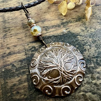 Celtic Tree of Life, Copper Pendant, Irish Celtic Spirals, Round Tree of Life, Crann Bethadh, Soul Harbor Jewelry, Artwork