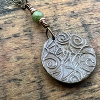 Celtic Sun Spiral Necklace, Copper Patina Pendant, Connemara Marble, Irish Celtic Spirals, Colorful Sun, Blue Green, Pagan Celtic Witch Gift