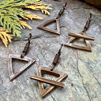 Earth Element Symbol, Copper Elemental Signs, Pagan Gift, Astrological Signs, Taurus, Virgo, Capricorn, Winter, North, Triangle Symbols