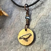 Raven Bronze Pendant, Wax Seal Charm, Czech Glass Bead, Crow Corvid, Tree Branches, Pagan Samhain, Celtic Witch Jewelry, Earthy Rustic