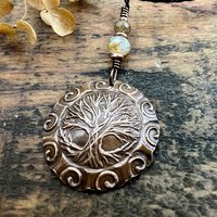 Celtic Tree of Life, Copper Pendant, Irish Celtic Spirals, Round Tree of Life, Crann Bethadh, Soul Harbor Jewelry, Artwork
