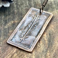 Feather Pendant, Copper Necklace, Single Feather, Irish Celtic Spirals, Men Women Jewelry, Earthy Rustic, Talisman, Fly Flight, Freedom
