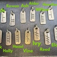 Celtic Tree Astrology, Bronze Ogham, Birth Charms, Horoscope, Hand Carved, Irish Sacred Trees, Celtic Witch, Pagan Gifts, Druid, Tree Lovers