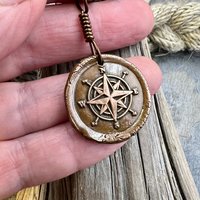 Compass Rose, Copper Pendant, Sailing Gifts, Nautical Jewelry, Men's Jewelry, Sailor Necklace, 7th Anniversary, Protection Talisman