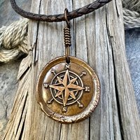 Compass Rose, Copper Pendant, Sailing Gifts, Nautical Jewelry, Men's Jewelry, Sailor Necklace, 7th Anniversary, Protection Talisman