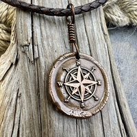 Compass Rose, Copper Pendant, Sailing Gifts, Nautical Jewelry, Men's Jewelry, Sailor Necklace, 7th Anniversary, Protection Talisman