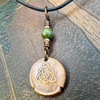 Copper Trinity Knot, Triquetra, Wax Seal Charm, Connemara Marble, Irish Celtic Jewelry, Pagan, 7th Anniversary, Triple Goddess, Celtic Witch