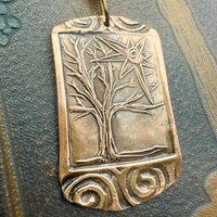 Copper Tree Sun Pendant, Connemara Marble Bead, Irish Celtic Spirals, Leather & Vegan Cords, Druid Pagan, Celtic Green Witch, Handmade Art