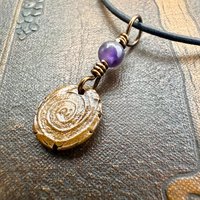 Thistle of Scotland, Copper Wax Seal Charm, Purple Amethyst, Leather & Vegan Cord, Highlander, Outlander, Scottish Gifts, Botanical Jewelry