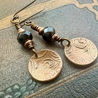 Raven Copper Earrings, Irish Celtic Jewelry, Odin's Ravens, Pagan Wiccan, Celtic Witch Goddess, Crow Corvid, Hypoallergenic Ear Wires