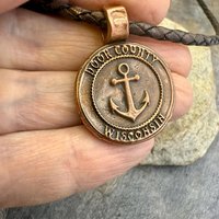 Door County Wisconsin, Anchor Charm, Copper Pendant, Celtic Spiral, Nautical Sailing, Protection Guidance Talisman, Great Lakes, Journey