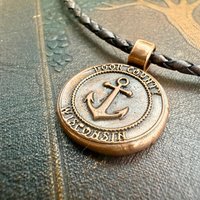 Door County Wisconsin, Anchor Charm, Copper Pendant, Celtic Spiral, Nautical Sailing, Protection Guidance Talisman, Great Lakes, Journey