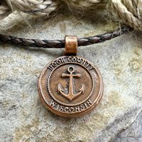 Door County Wisconsin, Anchor Charm, Copper Pendant, Celtic Spiral, Nautical Sailing, Protection Guidance Talisman, Great Lakes, Journey