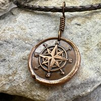 Compass Rose, Copper Pendant, Sailing Gifts, Nautical Jewelry, Men's Jewelry, Sailor Necklace, 7th Anniversary, Protection Talisman