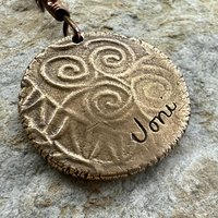 Door County Wisconsin, Cherries Charm, Bronze Pendant, Celtic Spirals,