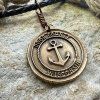 Door County Wisconsin, Anchor Charm, Bronze Pendant, Celtic Spirals, Nautical Sailing, Protection Guidance Talisman, Great Lakes, Journey