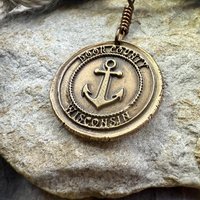 Door County Wisconsin, Anchor Charm, Bronze Pendant, Celtic Spirals, Nautical Sailing, Protection Guidance Talisman, Great Lakes, Journey