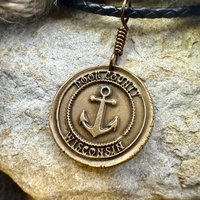 Door County Wisconsin, Anchor Charm, Bronze Pendant, Celtic Spirals, Nautical Sailing, Protection Guidance Talisman, Great Lakes, Journey