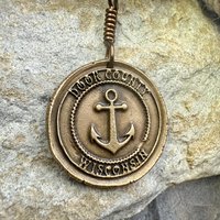 Door County Wisconsin, Anchor Charm, Bronze Pendant, Celtic Spirals, Nautical Sailing, Protection Guidance Talisman, Great Lakes, Journey