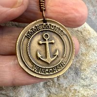 Door County Wisconsin, Anchor Charm, Bronze Pendant, Celtic Spirals, Nautical Sailing, Protection Guidance Talisman, Great Lakes, Journey