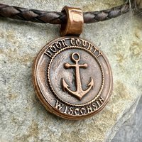 Door County Wisconsin, Anchor Charm, Copper Pendant, Celtic Spiral, Nautical Sailing, Protection Guidance Talisman, Great Lakes, Journey