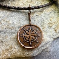 Compass Rose, Copper Pendant, Sailing Gifts, Nautical Jewelry, Men's Jewelry, Sailor Necklace, 7th Anniversary, Protection Talisman