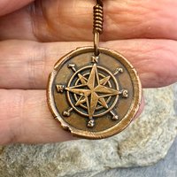 Compass Rose, Copper Pendant, Sailing Gifts, Nautical Jewelry, Men's Jewelry, Sailor Necklace, 7th Anniversary, Protection Talisman