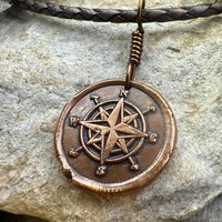 Compass Rose, Copper Pendant, Sailing Gifts, Nautical Jewelry, Men's Jewelry, Sailor Necklace, 7th Anniversary, Protection Talisman