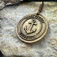 Door County Wisconsin, Anchor Charm, Bronze Pendant, Celtic Spirals, Nautical Sailing, Protection Guidance Talisman, Great Lakes, Journey