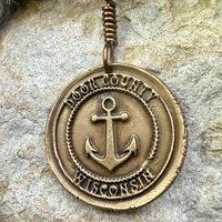 Door County Wisconsin, Anchor Charm, Bronze Pendant, Celtic Spirals, Nautical Sailing, Protection Guidance Talisman, Great Lakes, Journey