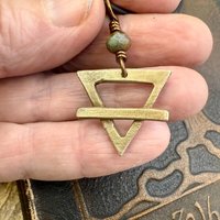 Earth Element Symbol, Bronze Elemental Signs, Pagan Gift, Astrological Signs, Taurus, Virgo, Capricorn, Winter, North, Triangle Symbols