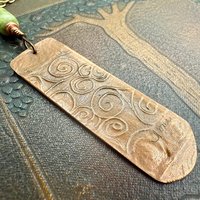 Willow Leaf Copper Pendant, Connemara Marble Bead, Verdigris Patina, Irish Celtic Spirals, Sacred Celtic Tree Astrology, Green Celtic Witch