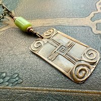 Saint Brigid's Cross, Copper & Connemara Marble Pendant, Irish Celtic Jewelry, Brigit Bridget, St Brigid of Kildare, Irish Cross, Imbolc