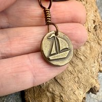 Sailboat Charm, Bronze Pendant, Door County, WI, Nautical Sailing, Protection Guidance Talisman, Great Lakes, Journey