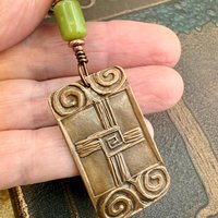 Saint Brigid's Cross, Copper & Connemara Marble Pendant, Irish Celtic Jewelry, Brigit Bridget, St Brigid of Kildare, Irish Cross, Imbolc
