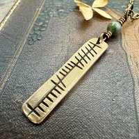 Anam Cara Ogham Necklace, Soul Friend, Bronze Bar Charm, Connemara Marble, Irish Celtic, Soul Mate, Gifts of Love, Irish Gaelic, Best Friend