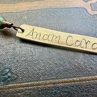 Anam Cara Ogham Necklace, Soul Friend, Bronze Bar Charm, Connemara Marble, Irish Celtic, Soul Mate, Gifts of Love, Irish Gaelic, Best Friend