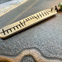 Anam Cara Ogham Necklace, Soul Friend, Bronze Bar Charm, Connemara Marble, Irish Celtic, Soul Mate, Gifts of Love, Irish Gaelic, Best Friend