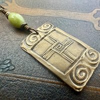 Saint Brigid's Cross, Bronze & Connemara Marble Pendant, Irish Celtic Jewelry, Brigit Bridget, St Brigid of Kildare, Irish Cross, Imbolc