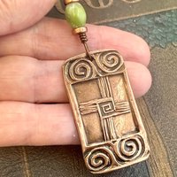 Saint Brigid's Cross, Copper & Connemara Marble Pendant, Irish Celtic Jewelry, Brigit Bridget, St Brigid of Kildare, Irish Cross, Imbolc