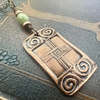 Saint Brigid's Cross, Copper & Connemara Marble Pendant, Irish Celtic Jewelry, Brigit Bridget, St Brigid of Kildare, Irish Cross, Imbolc
